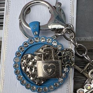 Elegant Silver and Blue Heart Keychain